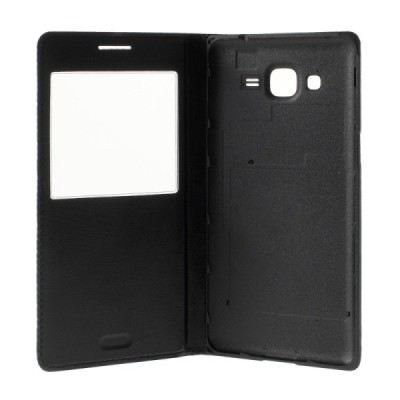 Samsung Galaxy Grand Prime (G530) melns atvēramais Smart Window ādas maciņš / Vacins.lv