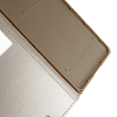 Samsung Galaxy Grand Prime (G530) auksinis odinis atverčiamas „Smart Window“ dėklas su langeliu / Priedai.lt