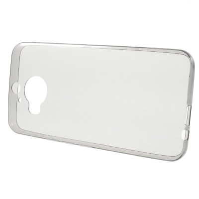 HTC One M9+ Plus skaidrus (permatomas) kieto silikono TPU ploniausias pasaulyje pilkas dėklas / Priedai.lt