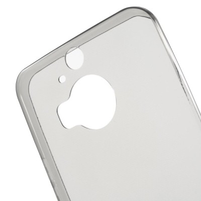 HTC One M9+ Plus skaidrus (permatomas) kieto silikono TPU ploniausias pasaulyje pilkas dėklas / Priedai.lt