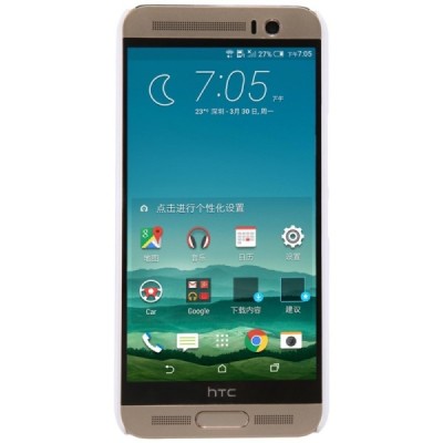 HTC One M9+ Plus Nillkin Frosted Shield baltas plastikinis dėklas + apsauginė ekrano plėvelė / Priedai.lt