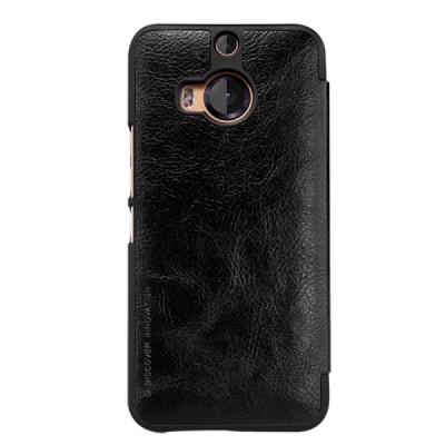 Greznais „Nillkin“ Qin sērijas ādas atvērams melns HTC One M9+ Plus maciņš / Vacins.lv
