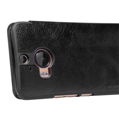 Greznais „Nillkin“ Qin sērijas ādas atvērams melns HTC One M9+ Plus maciņš / Vacins.lv