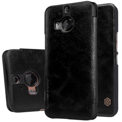 Greznais „Nillkin“ Qin sērijas ādas atvērams melns HTC One M9+ Plus maciņš / Vacins.lv