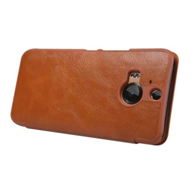 Greznais „Nillkin“ Qin sērijas ādas atvērams brūns HTC One M9+ Plus maciņš / Vacins.lv