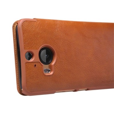 Greznais „Nillkin“ Qin sērijas ādas atvērams brūns HTC One M9+ Plus maciņš / Vacins.lv