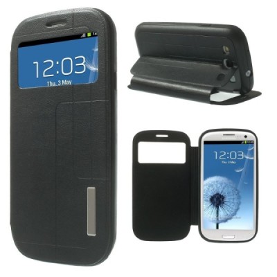 Samsung Galaxy S3 View Window atverčiamas juodas dėklas / Priedai.lt