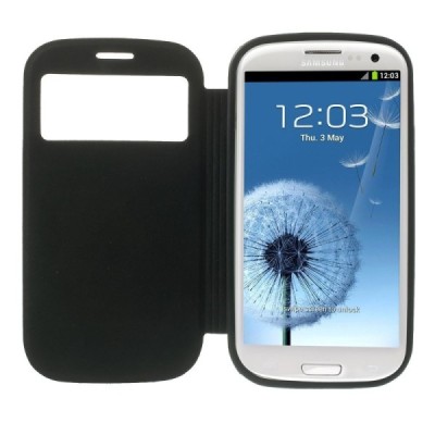 Samsung Galaxy S3 View Window atverčiamas juodas dėklas / Priedai.lt