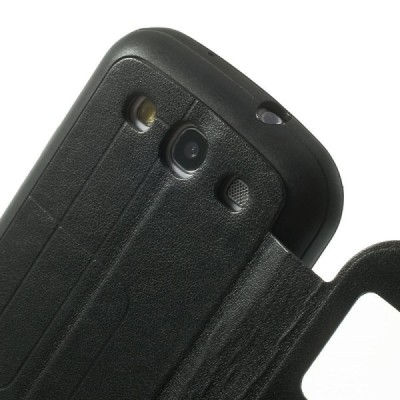 Samsung Galaxy S3 View Window atverčiamas juodas dėklas / Priedai.lt