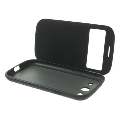 Samsung Galaxy S3 View Window atverčiamas juodas dėklas / Priedai.lt