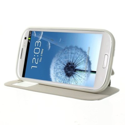 Samsung Galaxy S3 View Window atvēramais balts maciņš / Vacins.lv