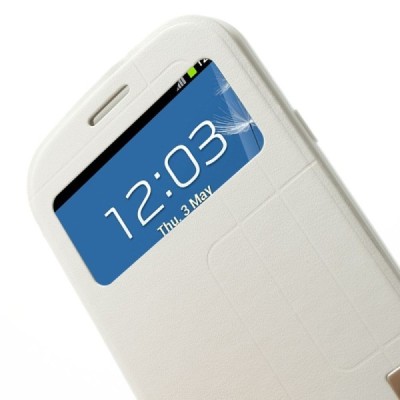 Samsung Galaxy S3 View Window atvēramais balts maciņš / Vacins.lv