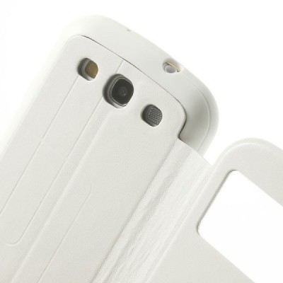 Samsung Galaxy S3 View Window atvēramais balts maciņš / Vacins.lv