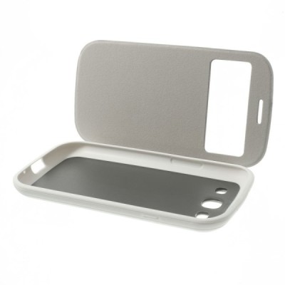 Samsung Galaxy S3 View Window atvēramais balts maciņš / Vacins.lv