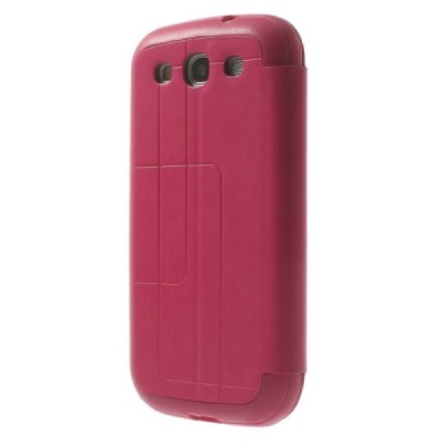 Samsung Galaxy S3 View Window atverčiamas rožinis dėklas / Priedai.lt