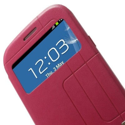 Samsung Galaxy S3 View Window atverčiamas rožinis dėklas / Priedai.lt