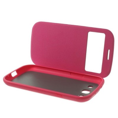Samsung Galaxy S3 View Window atverčiamas rožinis dėklas / Priedai.lt