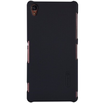 Sony Xperia Z3 Nillkin Frosted Shield juodas plastikinis dėklas + apsauginė ekrano plėvelė / Priedai.lt