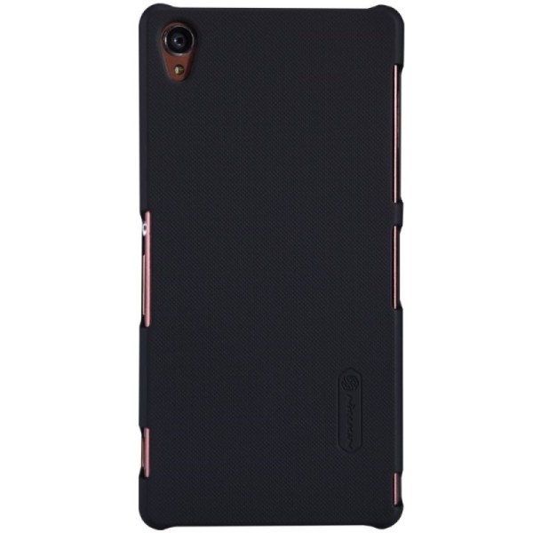 „Nillkin“ Frosted Shield dėklas - juodas + apsauginė ekrano plėvelė (Xperia Z3)