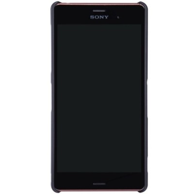 Sony Xperia Z3 Nillkin Frosted Shield juodas plastikinis dėklas + apsauginė ekrano plėvelė / Priedai.lt