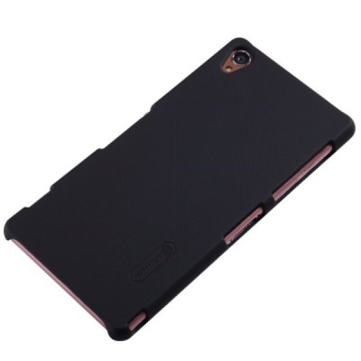 Sony Xperia Z3 Nillkin Frosted Shield juodas plastikinis dėklas + apsauginė ekrano plėvelė / Priedai.lt