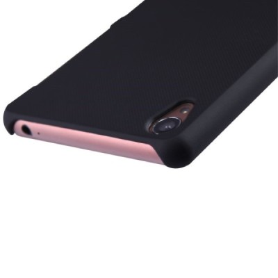 Sony Xperia Z3 Nillkin Frosted Shield juodas plastikinis dėklas + apsauginė ekrano plėvelė / Priedai.lt