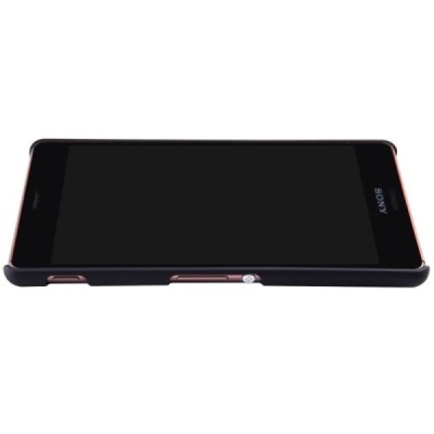 Sony Xperia Z3 Nillkin Frosted Shield juodas plastikinis dėklas + apsauginė ekrano plėvelė / Priedai.lt