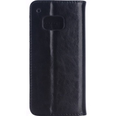 HTC One M9 solīds atvēramais ādas melns maciņš / Vacins.lv