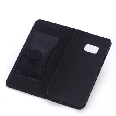 HTC One M9 solīds atvēramais ādas melns maciņš / Vacins.lv