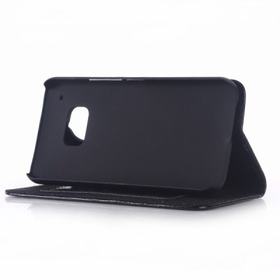 HTC One M9 solīds atvēramais ādas melns maciņš / Vacins.lv