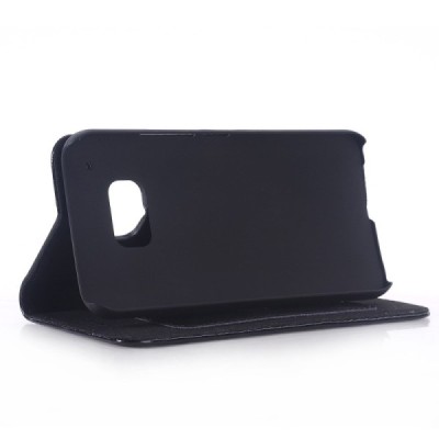 HTC One M9 solīds atvēramais ādas melns maciņš / Vacins.lv