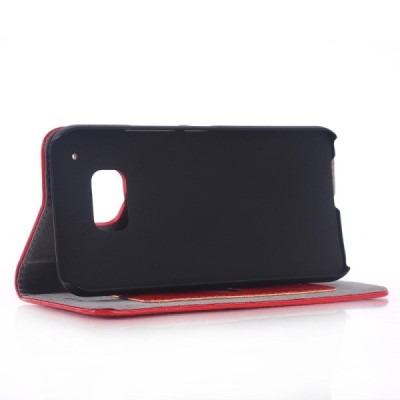 HTC One M9 solīds atvēramais ādas sarkans maciņš (maks) / Vacins.lv