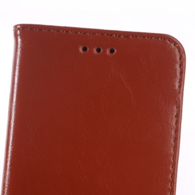 HTC One M9 solidus atverčiamas rudas odinis dėklas - knygutė / Priedai.lt