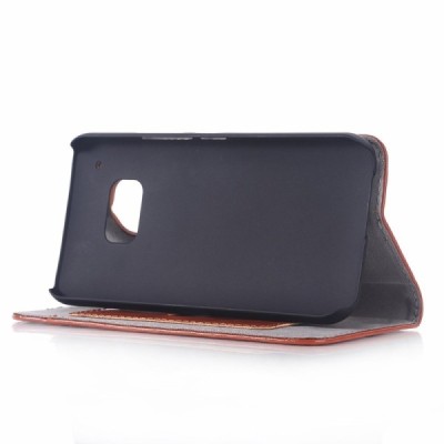 HTC One M9 solidus atverčiamas rudas odinis dėklas - knygutė / Priedai.lt