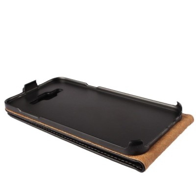 Samsung Galaxy J5 klasikinis vertikaliai atverčiamas juodas odinis dėklas / Priedai.lt