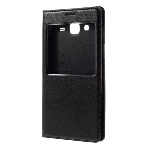Atvēramais maciņš ar lodziņu - melns (Galaxy J5 2015)