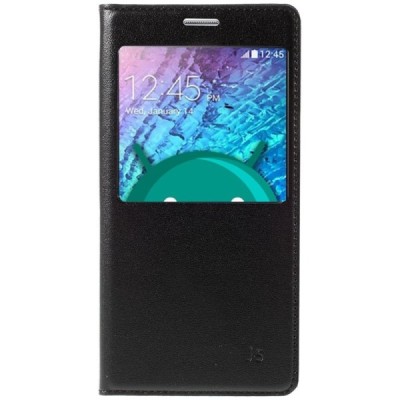 Samsung Galaxy J5 melns atvēramais maciņš ar lodziņu / Vacins.lv