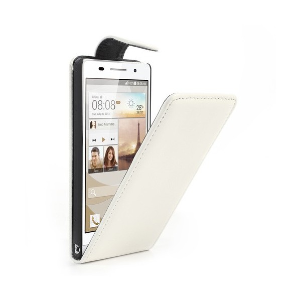 „Crazy Horse“ atvēramais ādas futrālis - balts (Ascend P6)