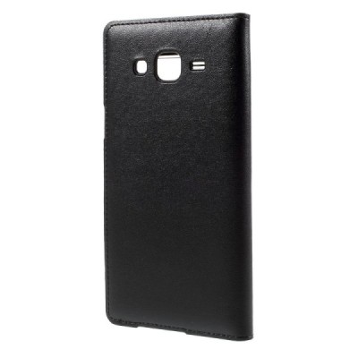 Samsung Galaxy J5 melns atvēramais maciņš ar lodziņu / Vacins.lv