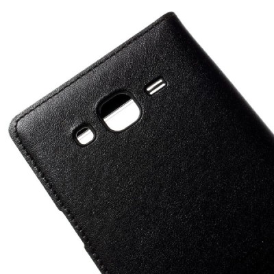 Samsung Galaxy J5 melns atvēramais maciņš ar lodziņu / Vacins.lv