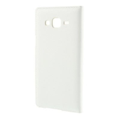 Samsung Galaxy J5 atvēramais maciņš ar lodziņu - balts / Vacins.lv