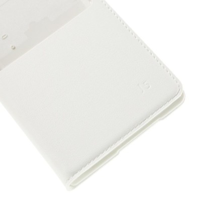 Samsung Galaxy J5 atvēramais maciņš ar lodziņu - balts / Vacins.lv