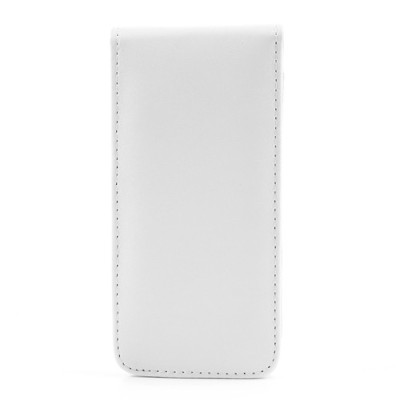 Vertikaliai atverčiamas baltas odinis Apple iPhone SE (5, 5s) dėklas (dėkliukas) / Priedai.lt