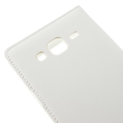 Samsung Galaxy J5 atvēramais maciņš ar lodziņu - balts / Vacins.lv