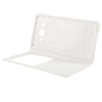 Samsung Galaxy J5 atvēramais maciņš ar lodziņu - balts / Vacins.lv