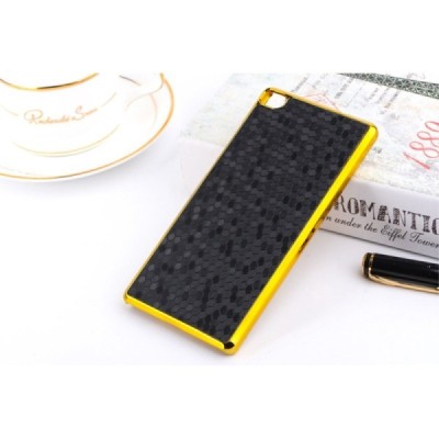 Huawei P8 elegantiškas korėtas juodas raštuotas dėklas su auksiniais apvadais / Priedai.lt