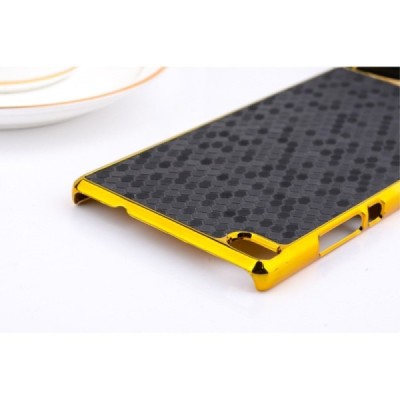 Huawei P8 elegantiškas korėtas juodas raštuotas dėklas su auksiniais apvadais / Priedai.lt