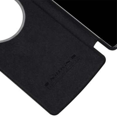 Prabangus „Nillkin“ Qin serijos juodas odinis atverčiamas LG G4 (H815) dėklas / Priedai.lt