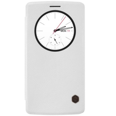 Prabangus „Nillkin“ Qin serijos baltas odinis atverčiamas LG G4 (H815) dėklas / Priedai.lt