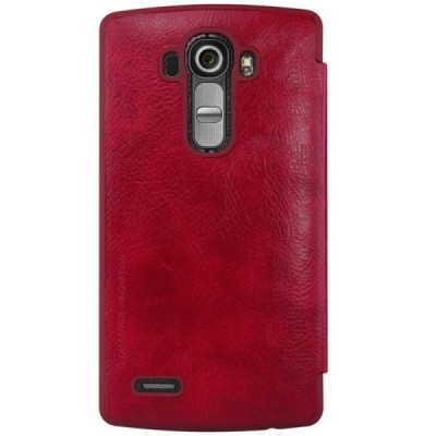 Prabangus „Nillkin“ Qin serijos raudonas odinis atverčiamas LG G4 (H815) dėklas / Priedai.lt